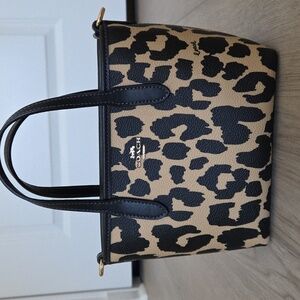Coach City Mini Leopard Print Bag - Black and Tan